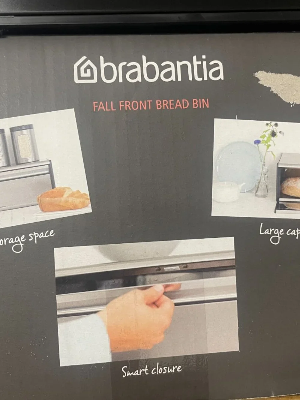 Brabantia Fall Front Bread Box H 7.5 in x W 18 in x D 9.5 in